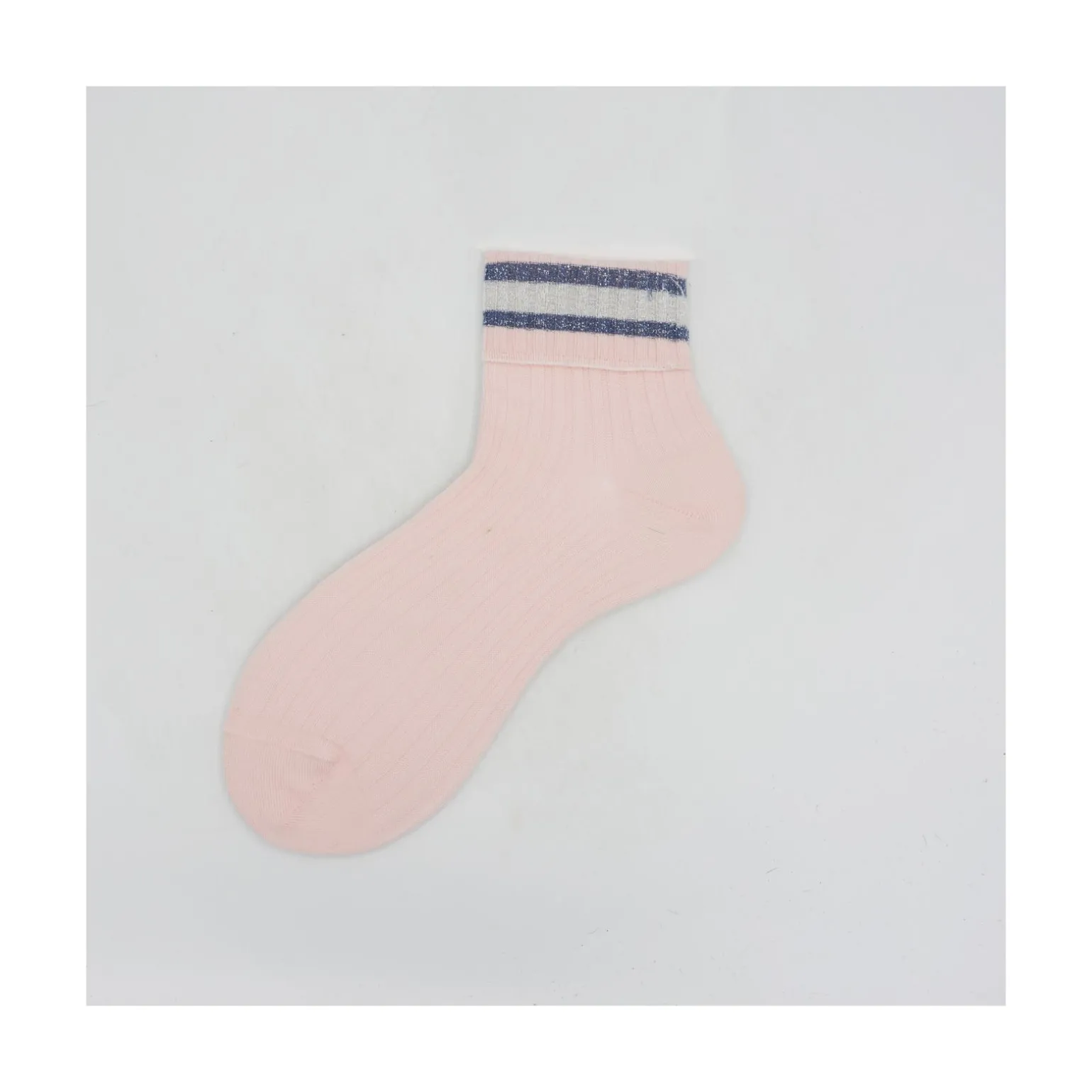 Calza corta da donna con risvoltino a righe Lena