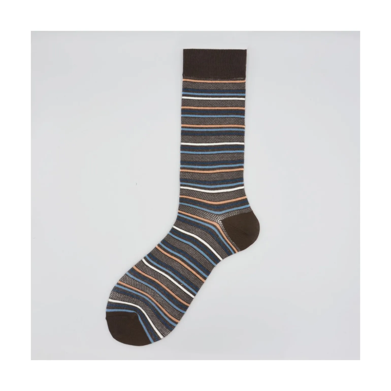 Calza corta in caldo cotone a righe multicolor John