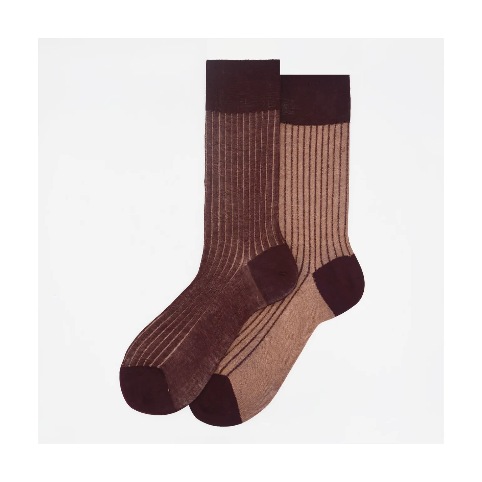 Calza corta in cotone a costa con contrasto reversibile Pointer