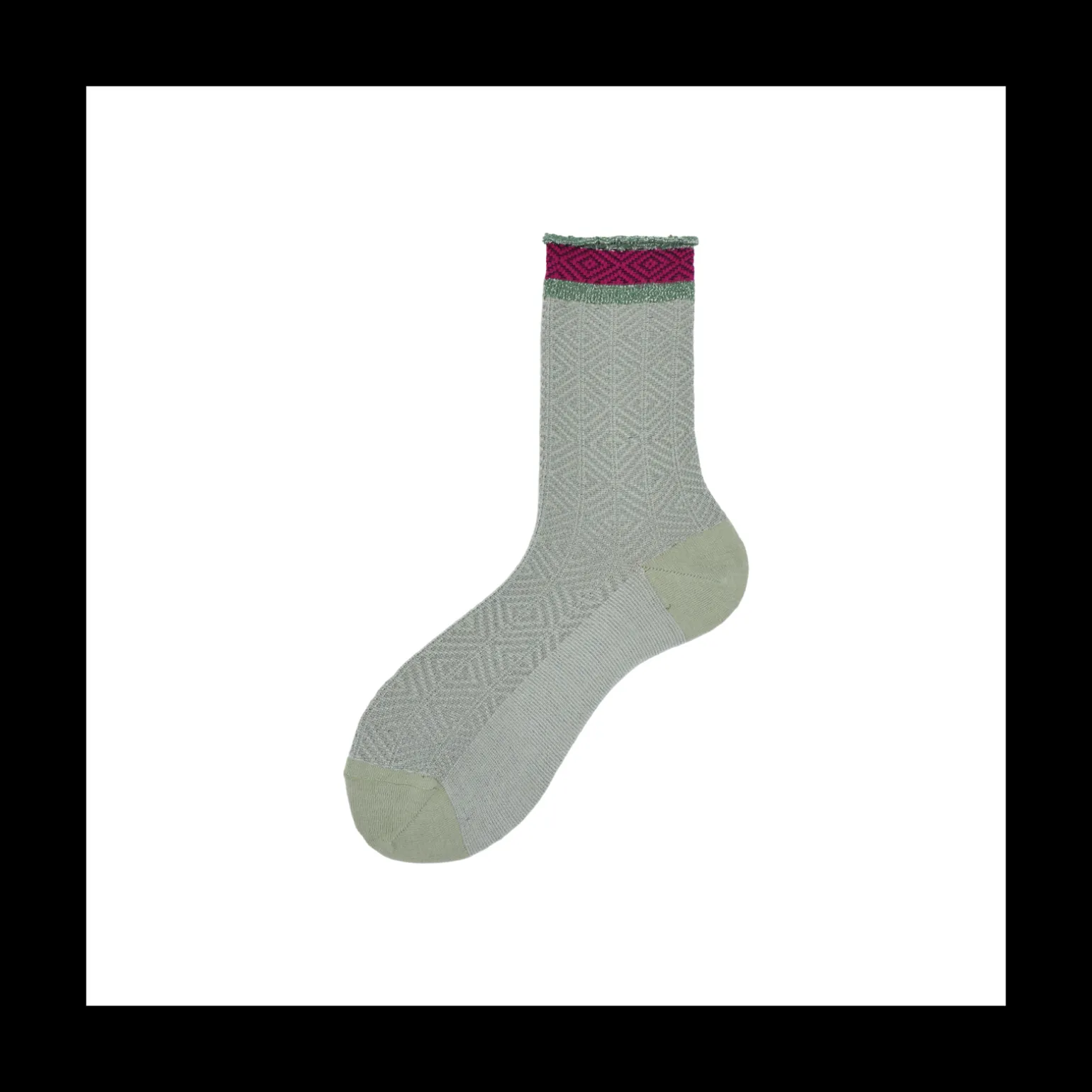 Calza corta in cotone con motivo liks diffuso con polso a contrasto e sbuffo Candice