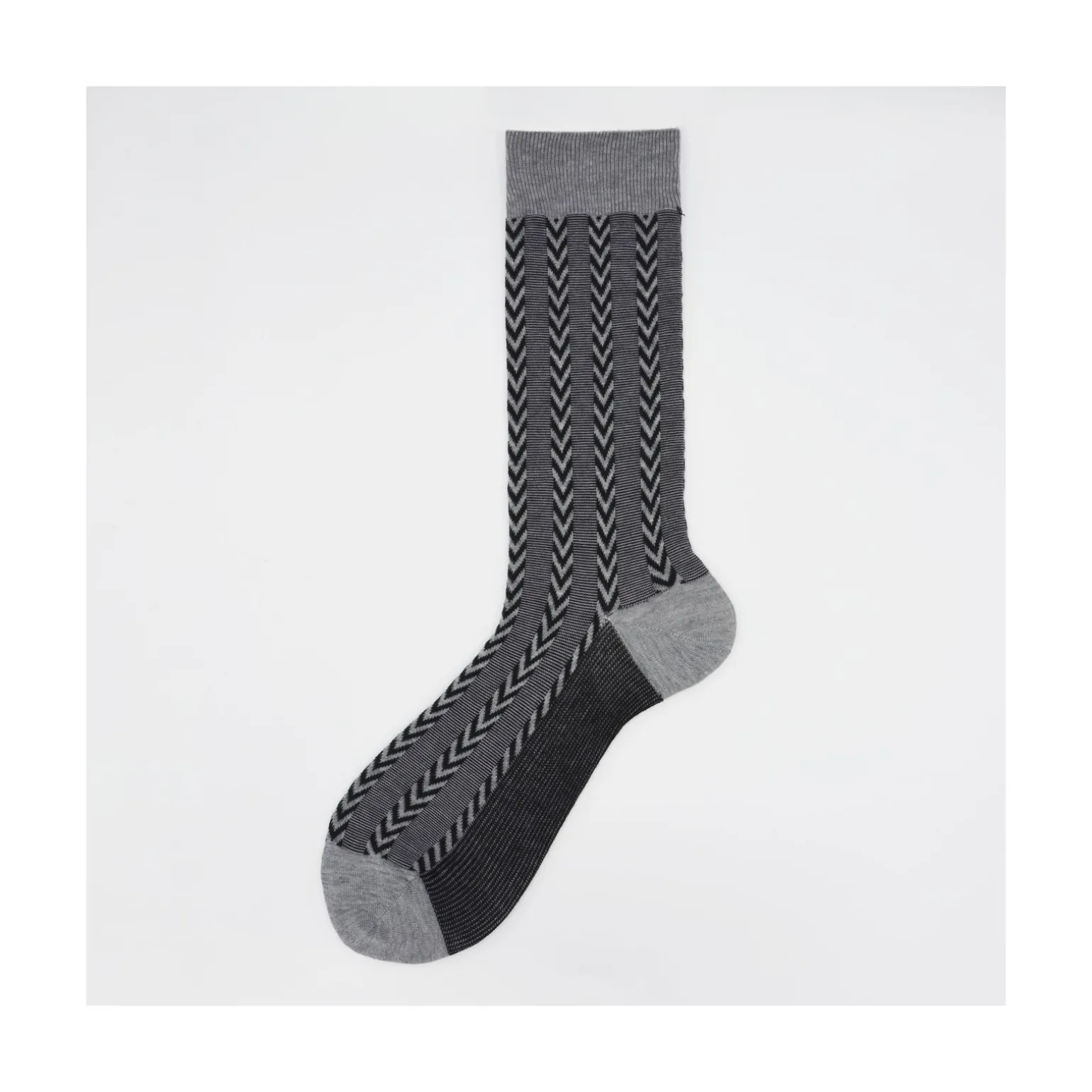 Calza corta in cotone e cashmere in fantasia verticale Roger