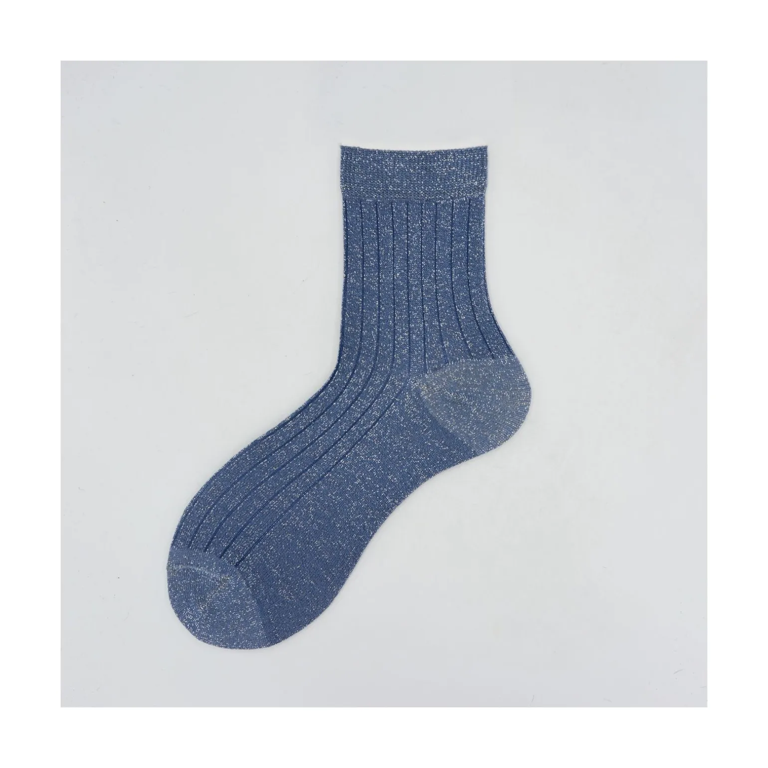 Calza corta in cotone e lurex a coste United