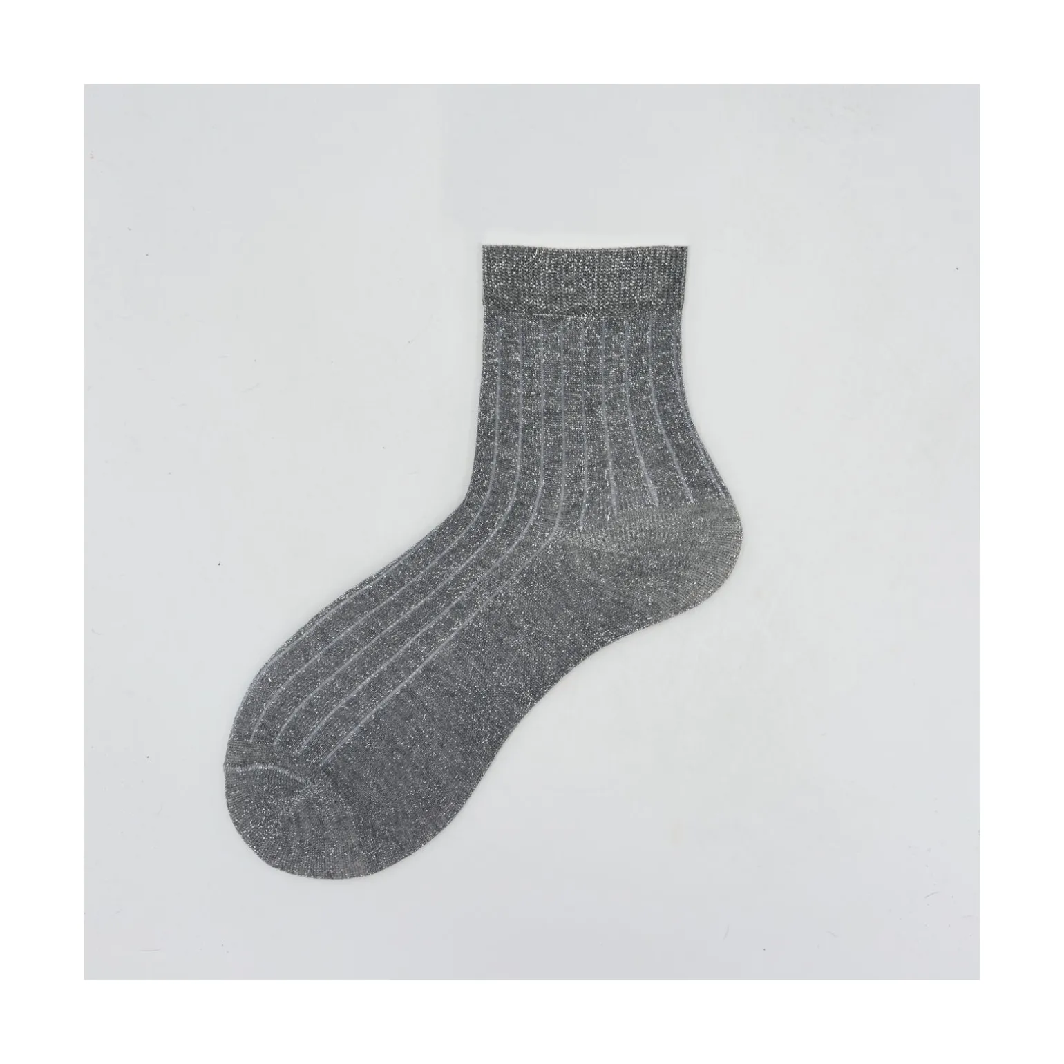 Calza corta in cotone e lurex a coste United