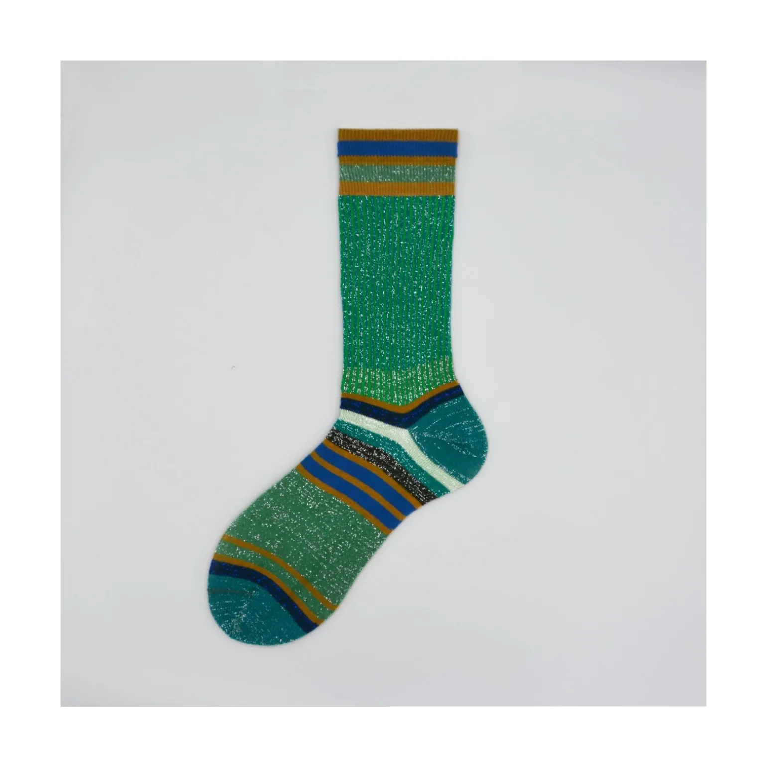 Calza corta in cotone e lurex a righe Chapò