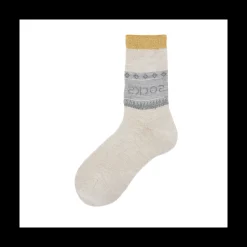 Calza corta in lana vergine con scritta socks lover, motivo maculato e greche Arlene