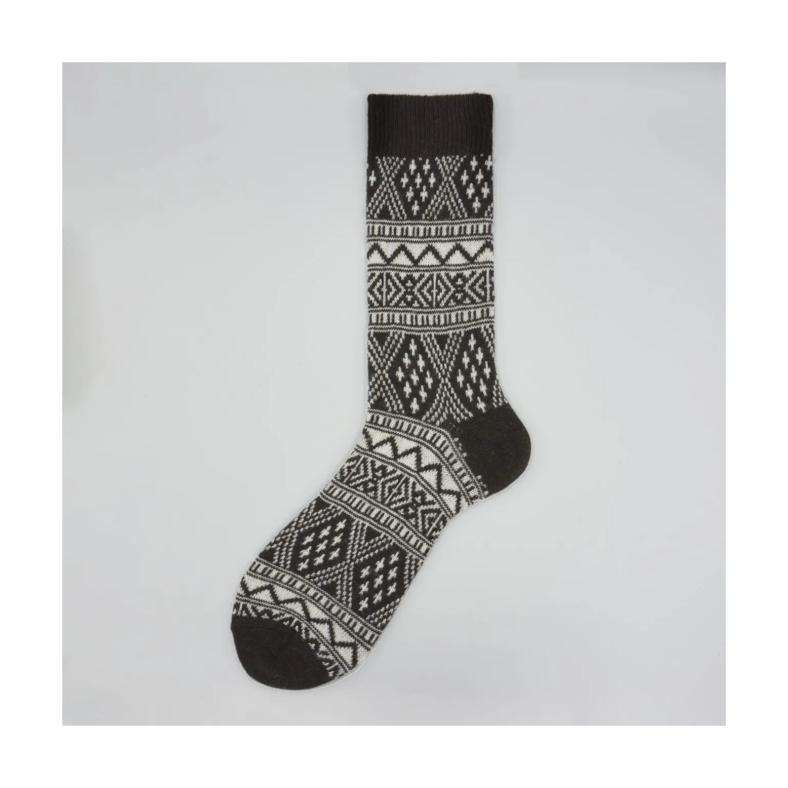 Calza corta in lana vergine e cashmere con greche Mike