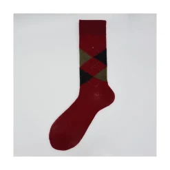 Calza corta in lana vergine con motivo argyle Renè