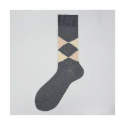 Calza corta in lana vergine con motivo argyle Renè